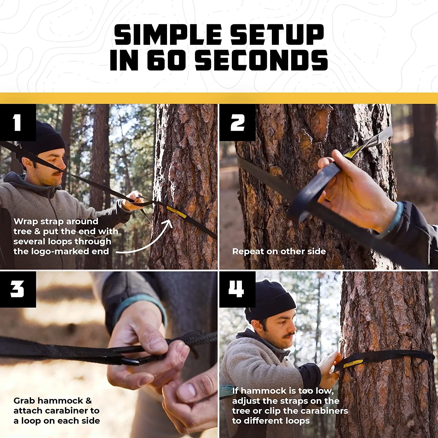 Camping Hammock – 500Lbs Portable Hammock with Tree Straps - Travel, Backpacking, Hiking, Outdoors Camping Gear - Single or Double