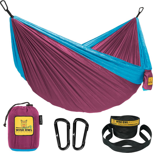 Camping Hammock – 500Lbs Portable Hammock with Tree Straps - Travel, Backpacking, Hiking, Outdoors Camping Gear - Single or Double