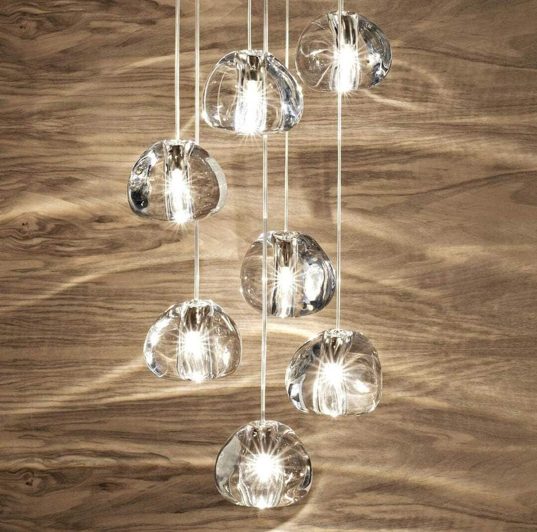 7-Light Chandeliers for Dining Room LED Light Hanging Ceiling Pendant Light Fixtures for Kitchen Island Modern Crystal Flush Mount Ceiling Lighting for Bedroom Bulbs Included