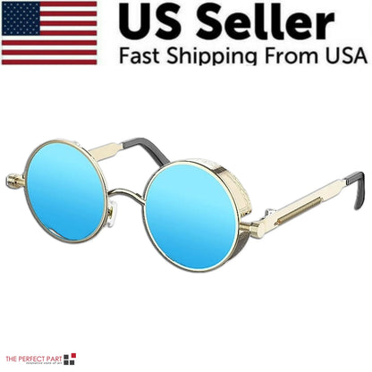 Retro round Polarized Sunglasses Men Women Vintage Gothic Steampunk Glasses